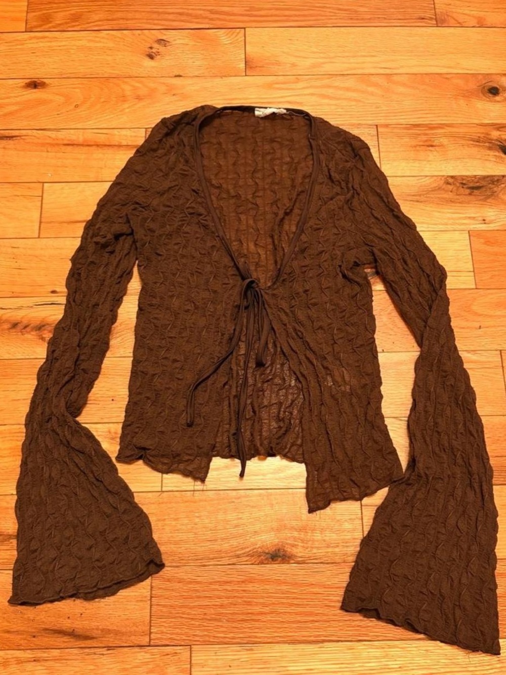 Brown Tie-Front Women's Cover Up